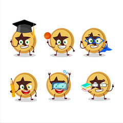 Poster - School student of bread star cartoon character with various expressions