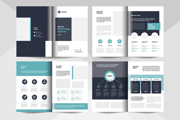 8 pages multipurpose brochure design layout. Corporate business booklet template.