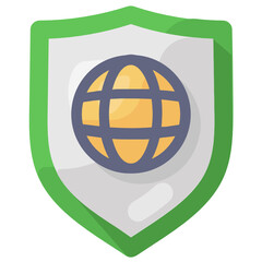 Wall Mural - globe inside shield depicting internet security icon