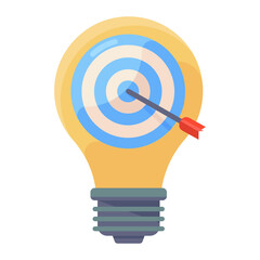 Wall Mural - icon of light bulb with dartboard, idea marketing vector
