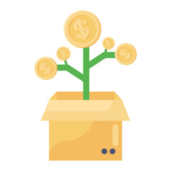 Sticker - 
An icon design of investment growth, dollar plant vector 
