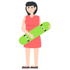 Canvas Print - Girl With Skateboard 