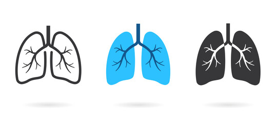 Human lungs icons on white background.