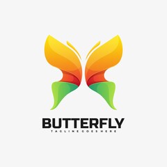 Wall Mural - Vector Logo Illustration Butterfly Gradient Colorful Style.