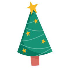 merry christmas tree with stars decoration celebration icon design