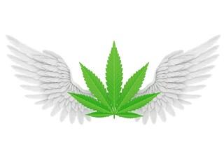 Sticker - Cannabis leaf with angel wings