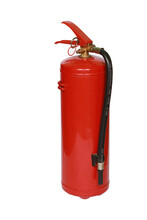 Closeup Shot Of A Red Fire Extinguisher Isolated On A White Background