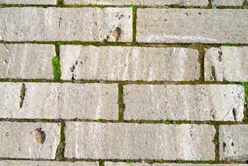 Wall Mural - Panorama - Detail einer alten Stadtmauer aus vielen unterschiedlichen Steinen