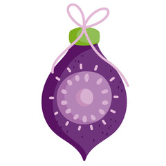 Poster - merry christmas, purple ball decoration celebration icon isolation