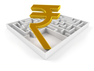 Wall Mural - Rupee currency symbol inside maze