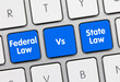 State law - Inscription on Blue Keyboard Key.