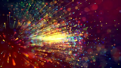 Wall Mural - glow multicolor sparkling particles for bright festive events. 4k abstract beautiful background with