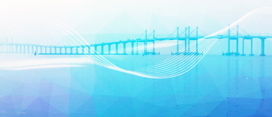 conceptual image of a bridge connecting technologies of the present and future.