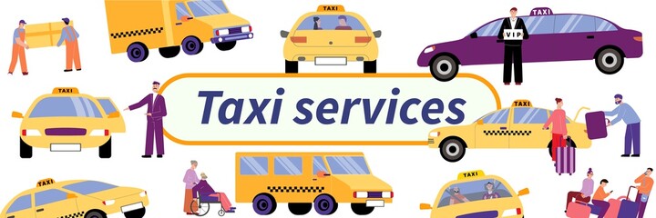 Wall Mural - Taxi Services Pattern Composition