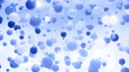 Wall Mural - Abstract 4k background of spheres in shades of blue. Balls like leds hang in air and light up and go out. Bright stylish background