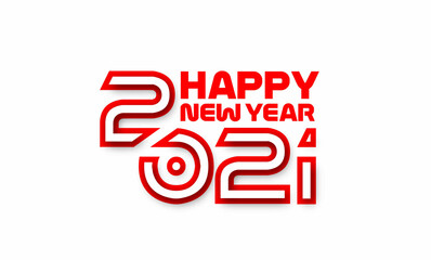 Happy New Year 2021 Text Typography Design Patter, Vector illustration.