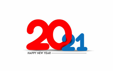 Happy New Year 2021 Text Typography Design Patter, Vector illustration.