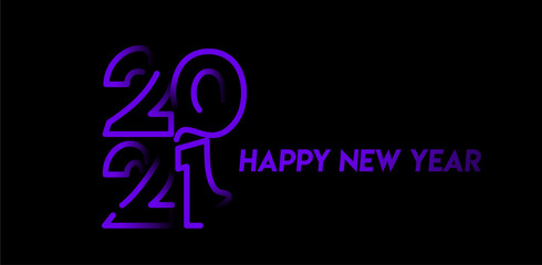 Abstract Happy New Year 2021 Text Typography Design Patter, Vector illustration.