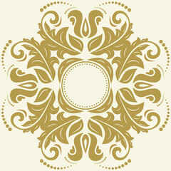 Wall Mural - Oriental pattern with arabesques and floral elements. Traditional classic golden ornament. Vintage pattern with arabesques
