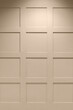 design cream wall with wooden squares, close-up, copy space