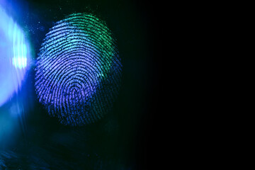 Aufkleber - Close up beautiful abstract blue, green colored fingerprint on  background texture for design. Macro photography view.