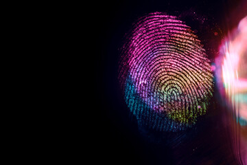 close up beautiful abstract multi colored fingerprint on background texture for design. macro photog