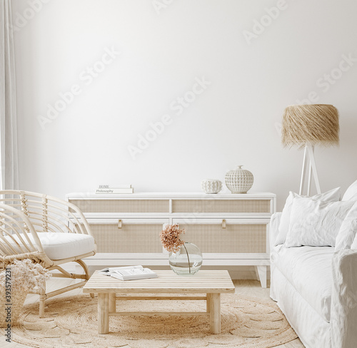 Fotografía Cozy home interior background, Coastal style living room, 3d render