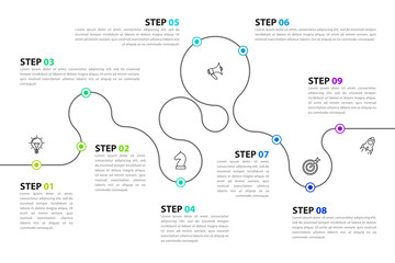 Infographic design template. Creative concept with 9 steps