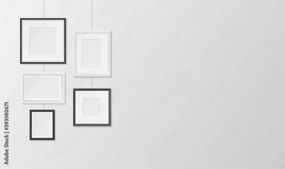 Pictures, photos frames white and black design hanging on wall ...