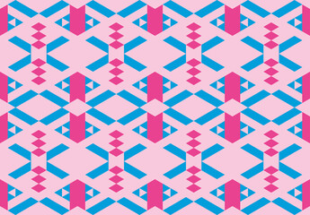 Wall Mural - geometric pink and blue seamless pattern