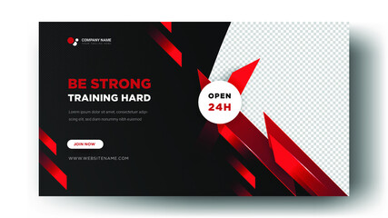 Sticker - Web banner templates. gym with elegant design Premium Vector