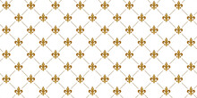 Gold Fleur De Lis Luxury Pattern. Royal Ornamental Seamless Background.