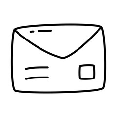 Sticker - envelope icon, doodle line style