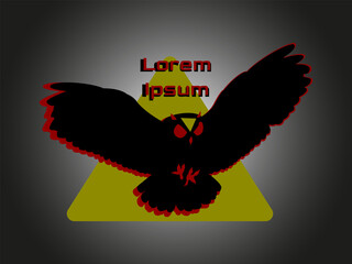 owl hunting fling on dark background. emblem for t-shirt print. vector