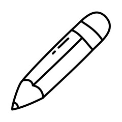 Sticker - stationary concept, pencil icon, doodle line style