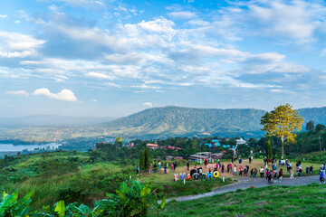 Wall Mural - View of the mountain style Europe and full of the trees with blue sky at Khao Kho, Phetchabun Province,Thailand ,