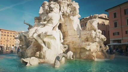 Wall Mural - Statue in Bernini's fountain of Four Rivers in Piazza Navona, Rome