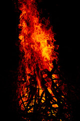 Poster - Beautiful vertical shot of a large burning fire at night