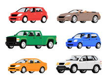 Set Of City Cars. Vehicles Transport Vector Illustration