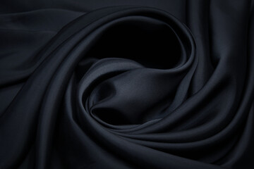 Wall Mural - Black or dark gray satin silk fabric texture. Luxurious shiny abstract cloth background or pattern for design.