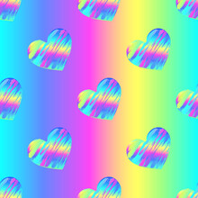 Rainbow Striped Grungy Hearts Pattern