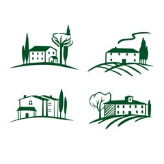 Farm set of icon in vector. Vineyard vector logo design