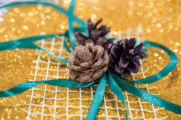 Wall Mural - Christmas decoration . Small Christmas elements in macro photo.