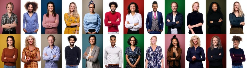 Beautiful happy people in front of a background