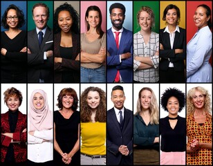 Wall Mural - Group of beautiful people in front of a background