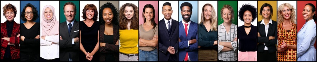 Wall Mural - Group of beautiful people in front of a background