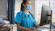 © Gorodenkoff - Hospital Ward: Close-up Portrait Shot of a Professional Experienced Chinese Head Nurse / Doctor Wearing Face Mask Uses Medical Touch Screen Computer, Checking Patient's Medical Data, Treatment Plan.