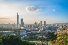 Landscape Of Taipei City In Taiwan At Dusk