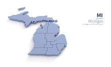 Michigan State Map 3d. State 3D Rendering Set In The United States.