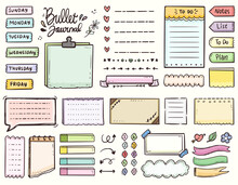 Bullet Journal And Colorful Frame Notes To Do List Ornament Drawing Doodle Vector Collection